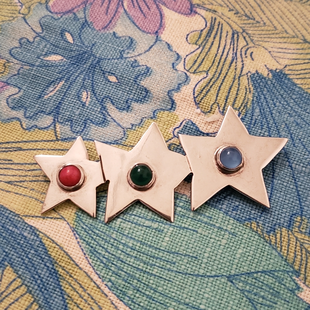 1970s sterling silver 925 stars brooch